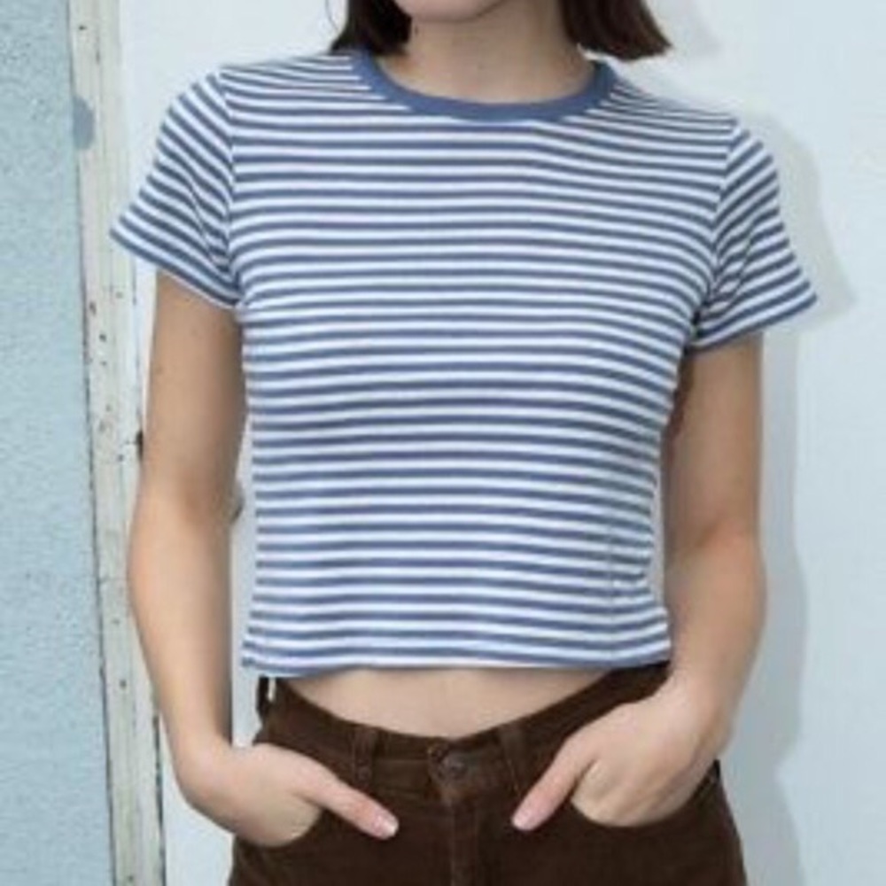 brandy melville crop blue striped Hailie top